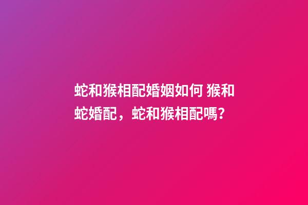 蛇和猴相配婚姻如何 猴和蛇婚配，蛇和猴相配嗎？-第1張-觀點(diǎn)-玄機(jī)派
